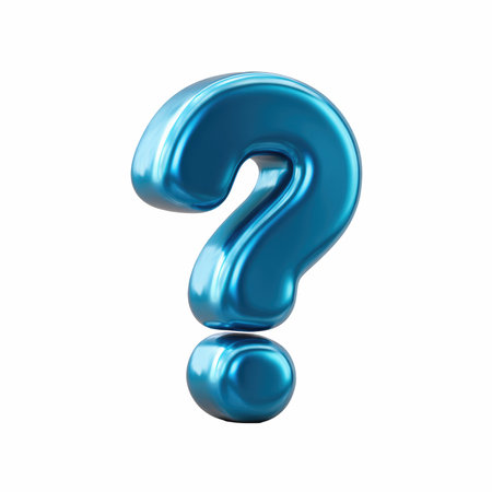 A vibrant blue metallic question mark symbolizing curiosity and inquiry. The shiny design adds a contemporary touch, perfect for modern graphics and illustrations.の写真素材