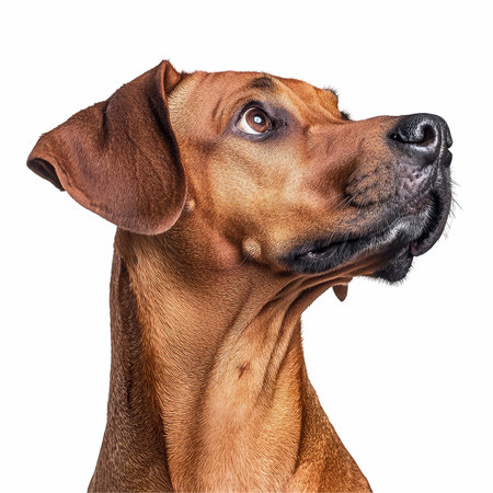 Rhodesian Ridgeback dog isolated on white background with clipping pathの写真素材