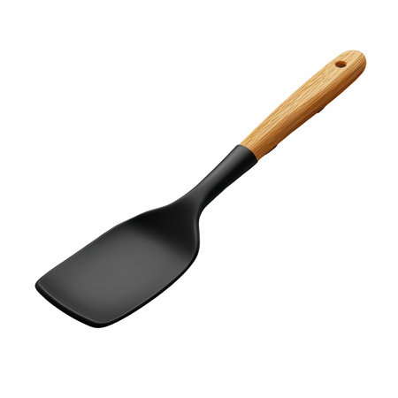 Black plastic spatula isolated on white background. 3d illustration.の写真素材