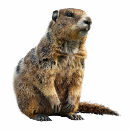 3D rendering of a marmot isolated on white background with clipping path