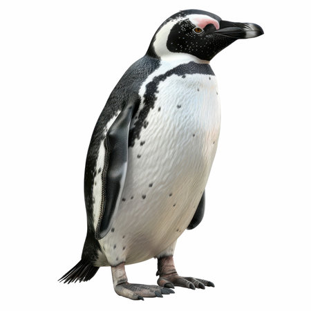 3D digital render of a black and white penguin isolated on white backgroundの写真素材