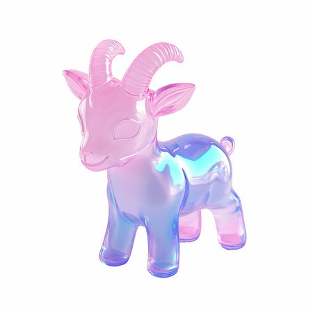 3d rendering of a goat with a piggy bank on a white backgroundの写真素材