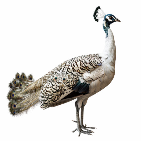 Peacock isolated on white background. 3D illustration. Vintage style.の写真素材