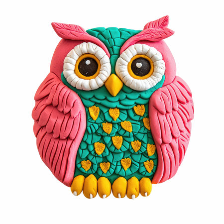 Owl made of plasticine isolated on white background. Clipping Pathの写真素材