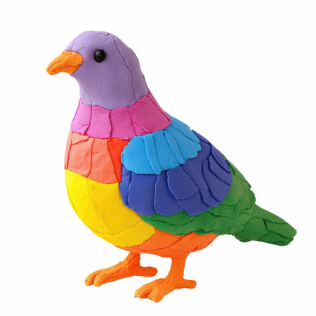 Colorful plasticine pigeon isolated on white background with clipping path.の写真素材