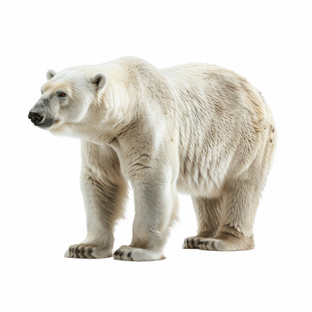 Polar bear walking isolated on white background. 3d illustration.の写真素材