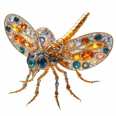 dragonfly brooch isolated on white background. Clipping path included.の写真素材