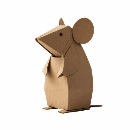 A charming minimalist cardboard mouse model perfect for creative projects and decorations. Ideal for craft enthusiasts, kids, or as a unique gift.の写真素材