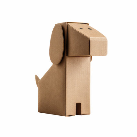 Cardboard dog isolated on a white background. 3d rendering.の写真素材