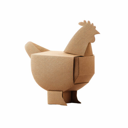 Brown paper chicken isolated on white background. 3d render illustration.の写真素材