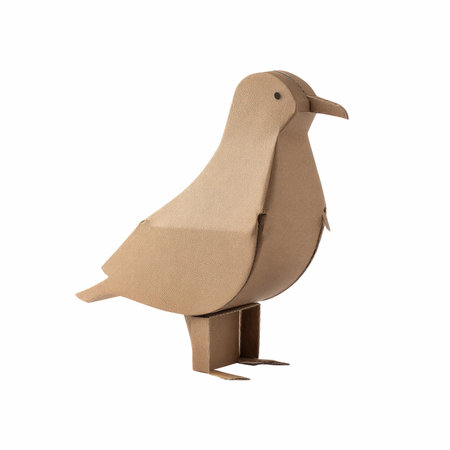 Cardboard bird isolated on white background. Clipping path included.の写真素材