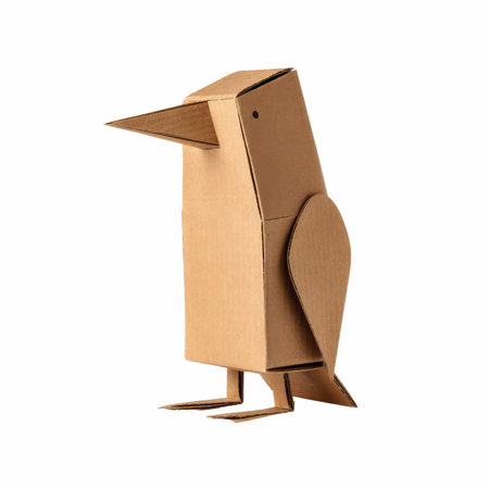 Cardboard bird isolated on white background with clipping path. 3d illustration.の写真素材