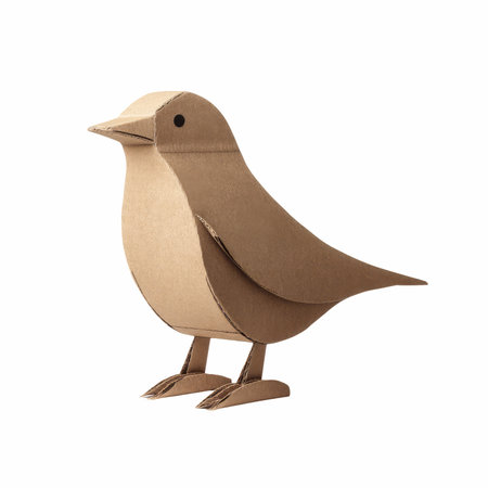 Brown paper bird isolated on a white background. 3d render.の写真素材