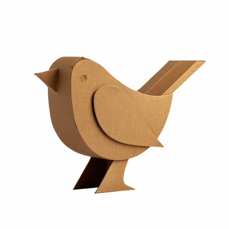 cardboard bird isolated on a white background. 3d render.の写真素材