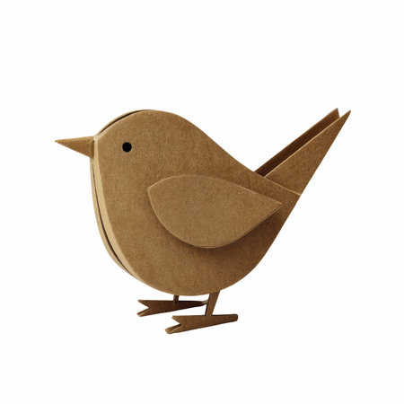 Brown paper bird isolated on a white background. 3d render.の写真素材