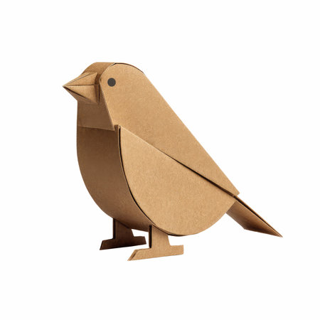 Brown paper bird isolated on a white background. 3d render.の写真素材