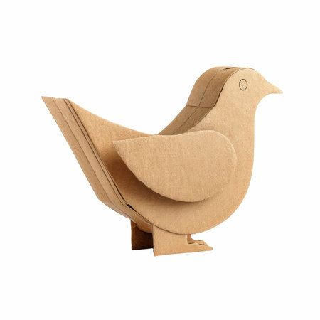 Cardboard bird isolated on white background. Clipping path included.の写真素材