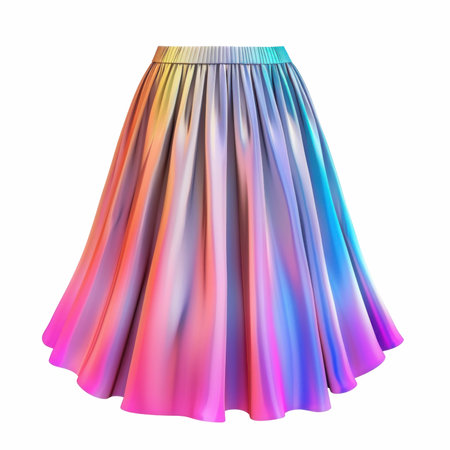 3d rendering of a colorful satin skirt isolated on white backgroundの写真素材