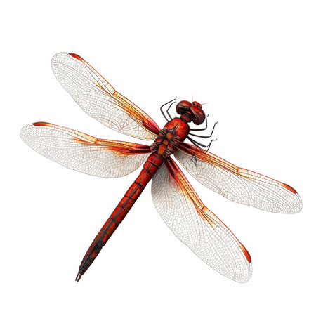 Dragonfly isolated on white background. 3D rendering. 3D illustration.