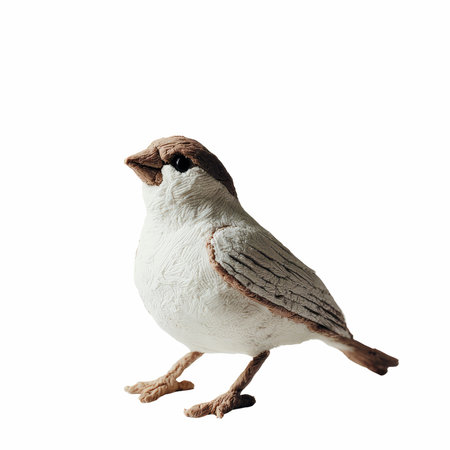 Sparrow toy isolated on white background. Bird figurine.の写真素材