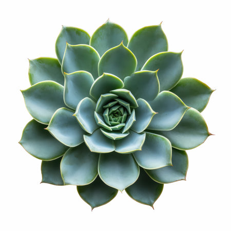 Succulent plant top view isolated on white background with clipping pathの写真素材