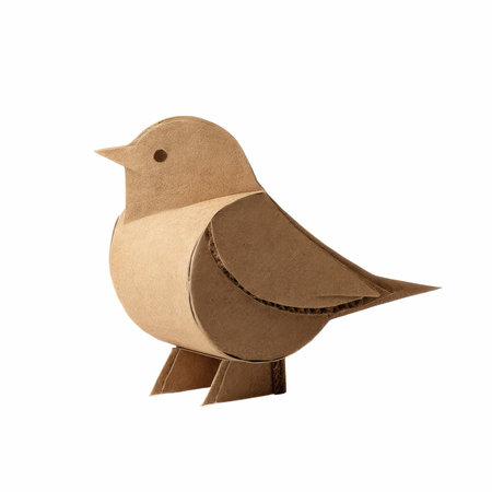 Cardboard bird isolated on a white background. Clipping path included.の写真素材