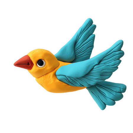 Colorful toy bird isolated on white background. 3D illustration.の写真素材