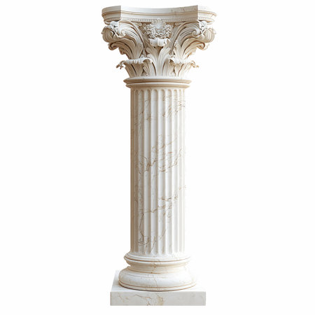 Antique column isolated on white background. 3d render illustration.の写真素材
