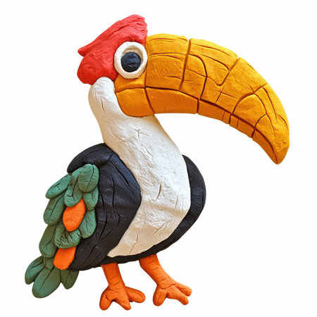 toucan made of plasticine isolated on white background 3d illustrationの写真素材