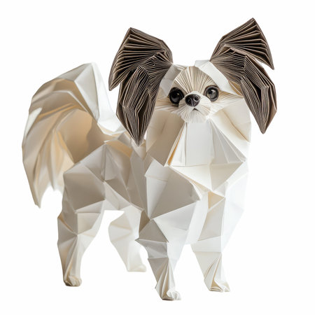 Chinese Crested Dog origami isolated on white background, clipping path includedの写真素材