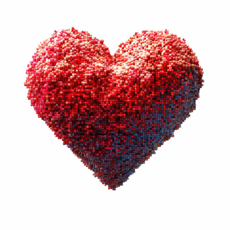 Bright and colorful heart symbol isolated on a clean white background, perfect for representing love, affection, and positive emotions in various creative projects.の写真素材