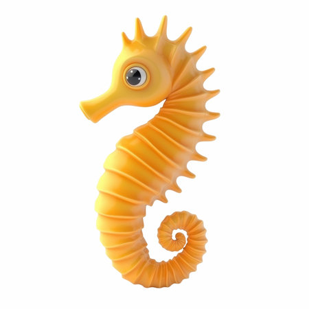 Yellow seahorse isolated on white background. 3D rendering.の写真素材