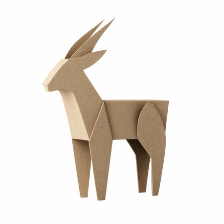 Paper origami deer isolated on white background. 3d rendering.の写真素材