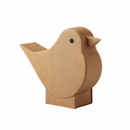 Cardboard bird isolated on white background. Clipping path included.の写真素材