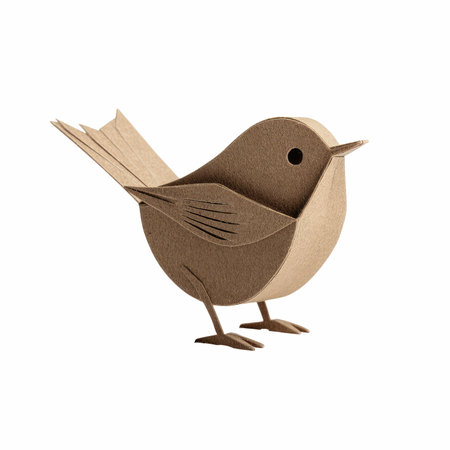 bird recycled paper craft isolated on white background. 3d illustration.の写真素材