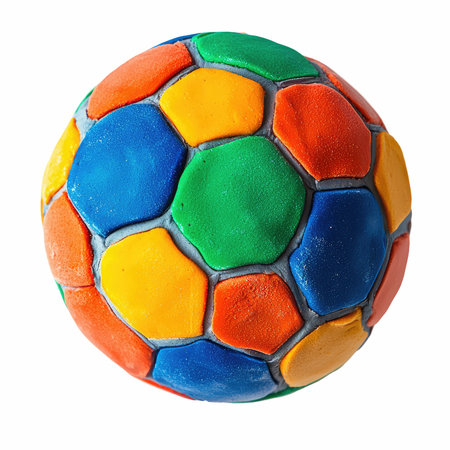 Colorful soccer ball isolated on white background. Clipping path included.の写真素材