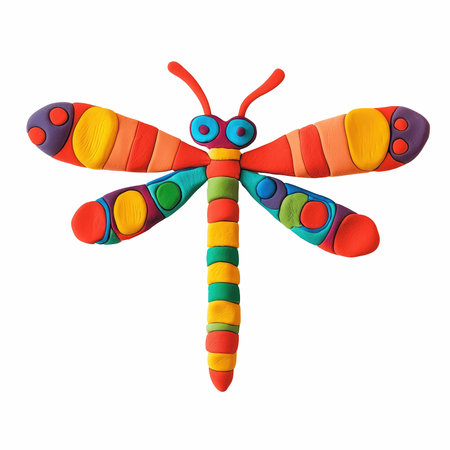 Colorful dragonfly isolated on white background. 3D rendering.の写真素材