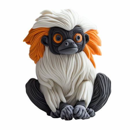 Ceramic figurine of a lion isolated on a white background