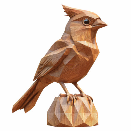 Wooden bird isolated on white background. 3D rendering. Illustration.の写真素材