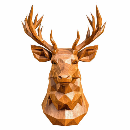 Abstract polygonal deer head isolated on white background with clipping pathの写真素材