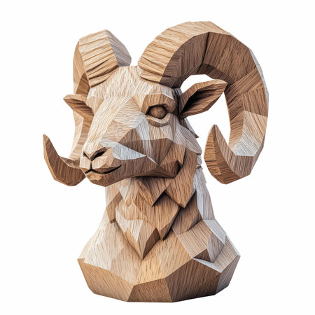 Wooden ram isolated on white background. 3d rendering, 3d illustration.の写真素材