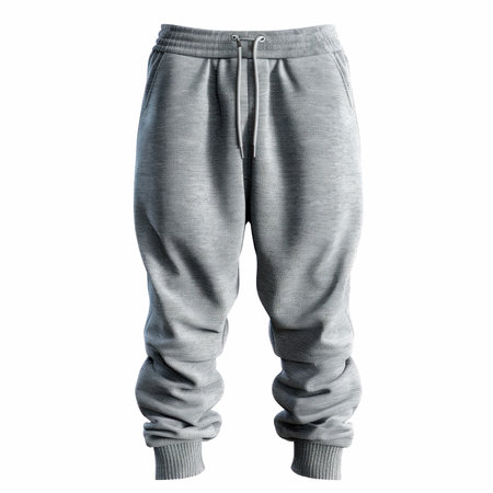 Men's gray sweatpants isolated on white background with clipping path.の写真素材