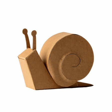 Snail made of cardboard isolated on white background. 3d illustrationの写真素材