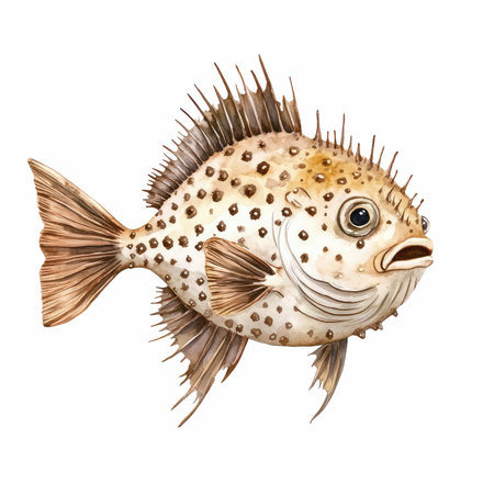 watercolor drawing of a sea fish, isolated on white background.の写真素材