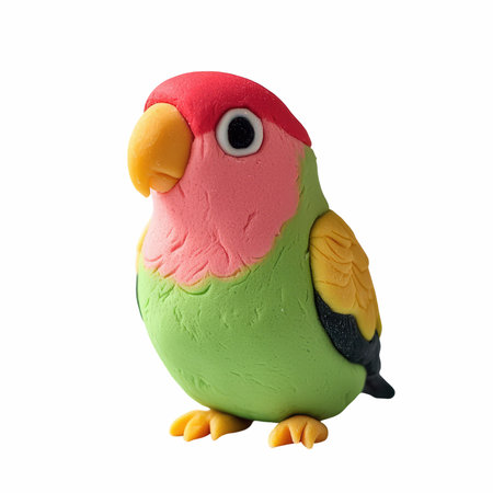 Plasticine parrot isolated on white background with clipping path.の写真素材