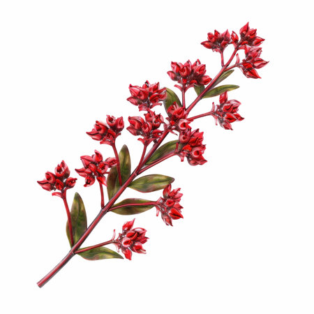Red flowers on a branch isolated on white background. Clipping pathの写真素材