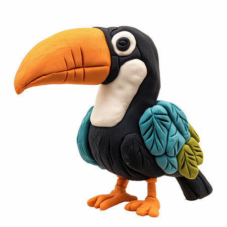 toucan made of plasticine isolated on white background with clipping pathの写真素材