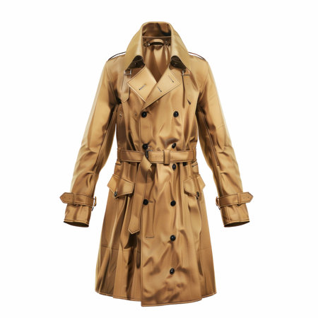 women's trench coat isolated on white background. 3d rendering.の写真素材
