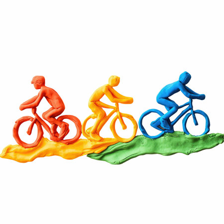 bicyclist race on the white background. 3d renderingの写真素材