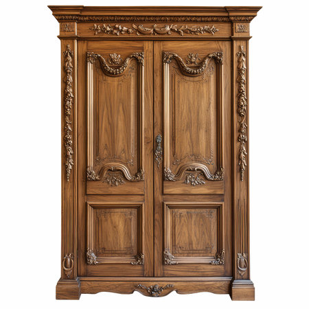 Wooden cabinet isolated on white background. Clipping path included.の写真素材